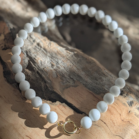 XL KRALEN KETTING WIT K0349