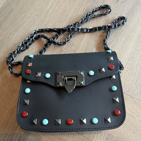 ZWART LEREN SCHOUDERTAS  T0275