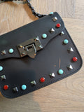 ZWART LEREN SCHOUDERTAS  T0275