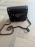 ZWART LEREN SCHOUDERTAS  T0275