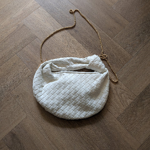 Wit gevlochten kunstleer T0287